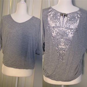 i Jeans by Buffalo Gray top with cutout lace back